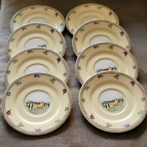 PTS INTERNATIONAL Genuine Stoneware Hand Painted 8 Desert Plates